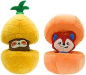 HugSmart Pet Puzzle Hunter Series Fruity Critters Plush Squeaky Interactive Hide Seek Dog Toys for Medium Small Dogs (Bundle of 2)