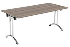 Office Hippo Folding Office Table, Sturdy & Stylish Computer Table Desk, Work Table For Home Office, Versatile Foldable Table For Meeting Room or Boardroom, 5 Year Guarantee - Grey Oak / Chrome