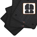 TRAVALL Rubber Car Mats (set of 4) compatible with Jeep Cherokee (2013-2023) Heavy Duty Floor Mats Moulded Premium Mats Easy Clean Black with Clips - Anti Slip All-Weather Protection