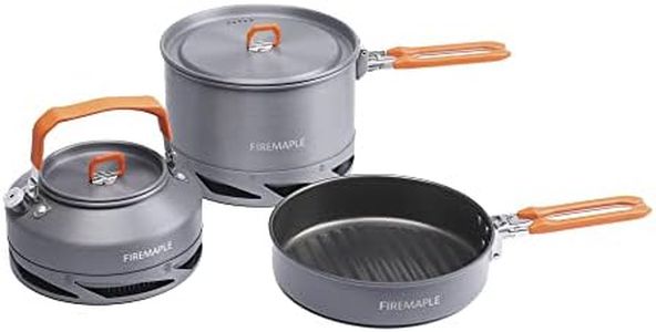 Fire-Maple Feast Heat Exchanger Set | Compact Camping Cookware Kit | Nested Design | Contain with a Pot, Kettle and Non-Stick Frypan | Ideal for Fishing, Picnic and Camp use