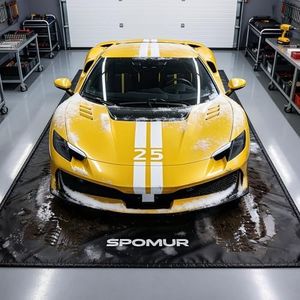 SPOMUR Garage Floor Mat 8'6"×20', 610GSM PVC Containment Mat Raised Edge