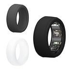 kwmobile 3x Smart Ring Protective Cover Compatible with Oura Ring Gen 3 - M size 11 12 13 Case - Silicone Ring Protector - Black/Grey/Transparent