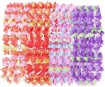 Hawaiian Ruffled Colorful Luau Silk Flower Leis Necklaces for Island Theme Party (12 Pack)