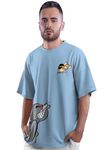 CRAZYMONK Tom And Jerry Mens Oversized Fit Half Sleeve Graphic Printed Cotton T-Shirt T-Shirt - Sky Blue, L