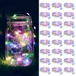 24 Pack Fairy Lights Battery Powered, String Lights 7ft 20 Mini LED Party Light Silver Wire Twinkle Lights for DIY, Mason Jar, Parties, Wedding, Bedroom, Christmas Decoration (Multi-Colored, 24)