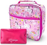 kinsho Lunch Bag For Girls With Ice Pack, Insulated Kids Lunch-Box For Toddlers Baby Girl Daycare Pre-School Kindergarten, Large Snack Container, Fits Bento Boxes For Kid Lunches, Pink Unicorn