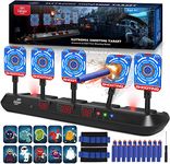 Lehoo Castle Nerf Target, 5 Electronic Digital Target for Nerf Guns, Shooting Targets with Auto-Reset, Scoring Target Includes 20 Bullets, Hand Wrist Bands, Stickers, Gift for Boys Girls