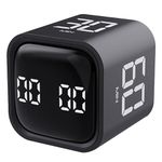 Cube Timer, Gravity Sensor Kitchen Timer, LED Display Pomodoro Timer, Digital Desk Timer for Work, Study, ADHD, Meeting, 5/10/30/60min & Custom Countdown - Black