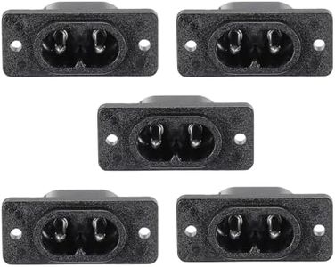 uxcell C8 Panel Mount Plug Adapter 250V AC 2.5A 2Pins IEC Inlet Module Plug Power Socket Straight Pack of 5