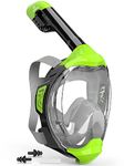 EMSINA-Full Face Snorkel Mask Adult The Perfect Snorkeling Gear for Adults and Kids, Upgrade Dry Top Breathing System-New flowtech design- Foldable Panoramic View, Anti Leak&Fog_CitrusS/M