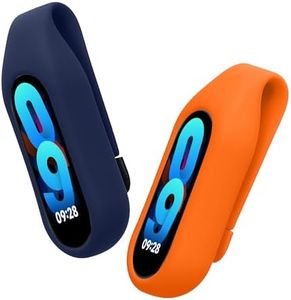 kwmobile 2x Clip Holders Compatible with Xiaomi Mi Band 10/9 / 8 - Clip-On Holder Replacement Set - Dark Blue/Orange