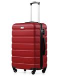 COOLIFE 28 Inch Large Suitcase for Checked Luggage, Business Trip, ABS+PC, Lightweight Hard Shell Luggage with 360°Rubber Spinner Wheels, YKK Zipper, Telescopic Handle, TSA Lock, Spinel Red