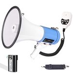 MGROLX 50W Professional Bluetooth Megaphone Bullhorn Speaker with Detachable Microphone-Rechargeable Battery&Portable Strap-Siren and 260S Recording-USB/SD/AUX Input-for Police, Cheerleading, Outdoor