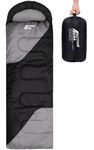 Active Era Premium Mummy Sleeping Bag 250 GSM, Sleeping Bag Winter & Summer, -11°C to 8°C, Indoor and Outdoor Camping, Festivals, Sleeping Bag Water-Repellent, Ultralight Small Pack Size - Black