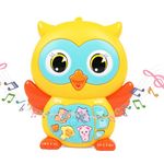 Wembley Owl Baby Musical Toys with Music LED Lights Animal Sounds Toddlers Interactive Learning Early Educational Development Infant Crawling Toys for 12 Months+ Boys Girls Birthday Gifts - Yellow