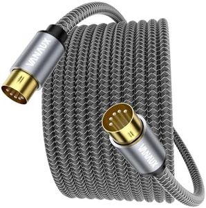 VANAUX MIDI Cable, 5 Pin DIN Connectors Male to Male for MIDI Keyboard, Keyboard Synth, Rack Synth, Sampler, External Sound Card, Sound Source (10ft/3m)