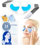 MyHalos Under Eye Patches & Cooling Eye Mask Set- 24 Eye Masks for Puffy Eyes and Eye Bags Remover Kit- 24k Gold & Blue Under Eye Gel Patches Cold Eye Mask for Puffiness - Eye Masks Skincare -Patented