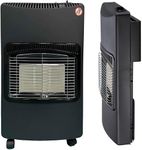 SK MERCHANDISE Portable Gas Cabinet Heater Free Standing Calor Butane Fire Wheels Comes With Free Hose and Regulator 4.2kw Foldable Design Black