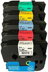NEOUZA 5Pk Compatible for Brother P-Touch Laminated Tze Tz Label Tape 24Mm X 8M 1 Inch X 26.2 Feet (Set of Black Print On 5 Colors)