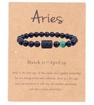SAMOCO 12 Constellation Zodiac Signs Beads Bracelet Natural Black Onyx Stone Elastic Charm Bracelet for Women Men Birthday Gift, Medium, Stone, obsidian
