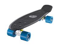 Ridge Mini Cruiser Kids' Street Skateboard Black/Blue, 22" inch plastic frame, 1 speed iconic 70's plastic skateboard design keep you rolling for longer