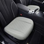 TTMiku 2-Pack Light Gray Luxury Faux Leather Car Bottom Seat Cover Front Seats Only, Waterproof Anti-Slip Car Seat Cushion Cover for Most Vehicles