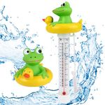 Pool Thermometer Easy to Read, Water Temperature Thermometer for Pools and Spas, Floating Swimming Pool Thermometer with String (Frog)