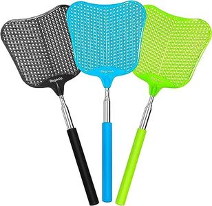 Begonia Telescopic Fly Swatter, Fly Swatter For Indoors Plastic Flyswatter Heavy Duty With Stainless Steel Telescopic Handle (3 Pack)