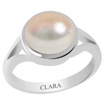 Clara Certified Pearl (Moti) 7.5cts or 8.25ratti Zoya Silver Ring for men and women-15