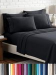 Twin XL Sheet Set - 4 Piece Set - Hotel Luxury Bed Sheets - Ultra Soft - Deep Pockets - Easy Fit - Cooling & Breathable Sheets - No Wrinkles - Cozy - Black - Twin Extra Long Sheets - 4 PC