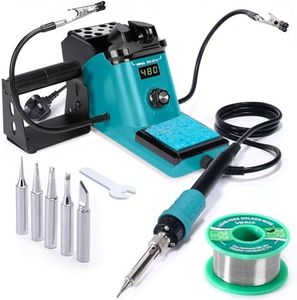 YIHUA 926LED III 60W Digital Display Soldering Iron Station Soldering Iron Kit with 2 Helping Hands, 5 Extra Soldering Iron Tips, Lead-Free Solder Wire, Auto Sleep & Calibration Support (UK Plug)