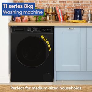 Russell Hobbs 8kg Freestanding Washing Machine – 1400rpm, Black, 15 Programmes