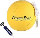 GAMESUN Tetherball Ball and Rope with Carabineer, Soft Touch, Portable Tetherballs with Soft Rope - Great Outdoor Game for Kids