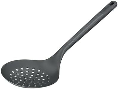 Zyliss Skimmer 33.5cm x 12cm - Wheat Straw & Nylon Cooking Spoon with Holes for Efficient Skimming & Draining | Non-Stick Heat Resistant Silicone Head | Beluga Grey | Dishwasher Safe | Eco-Friendly