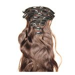 Blessing Indian Remy Hair Clip in Extension Set of 7 || Colour -Brown || Type - wavy hair || (28)