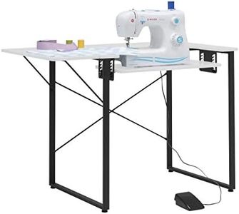 Sew Ready Dart Wood/Metal Multipurpose Machine Table Workstation Desk with Folding Top for Crafts, Sewing, Computers, Laptops, Games, Black Graphite/White 23D x 41W x 30H in