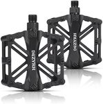 KEMIMOTO Mountain Bike Pedals MTB Bicycle Flat Pedals, 9/16'' CNC Aluminum Durable Sealed Bearings for Most Bikes BMX MTB Enduro Downhill Trail (Two Pack) (Black)