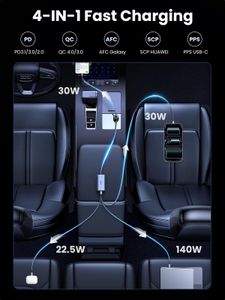 UGREEN 150W USB-C Car Charger – 4-Port Fast Charging Adapter for iPhone, Galaxy, Laptop