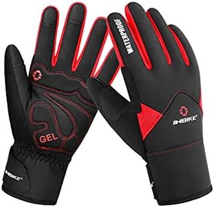 INBIKE Men's Winter Cold Weather Thermal Windproof Gel Bike Gloves Red Large