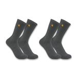 Carhartt Men's Force Midweight Crew Sock 2 Pack Work, Carbon Heather, Large