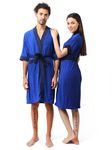 ELEVANTO bathrobe set for couples||Couple Bathrobes for Adults, Bathrobes for Women & Bathrobes for Mens, Half Sleeve And 3/4 Sleeve, 1 Pocket | Soft & Lightweight Comfort bath robe (RB-NAVY)