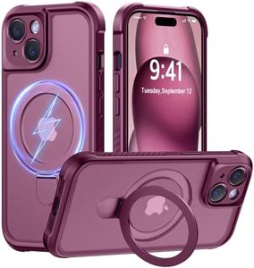 MOCCA Design for iPhone 15 Case with Magnetic Invisible Stand [Full Camera Protection] [Compatible with Magsafe] Military Drop Shockproof Translucent Matte Phone Case Cover 6.1",Wine Red