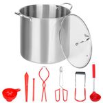 21.5 Quart Canning Pot Set, Stainless Steel Water Bath Canner with Glass Lid and Jar Rack & 8-Piece Canning Tool Set