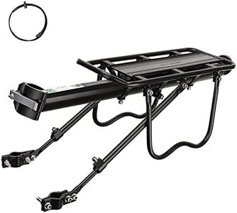 ROCKBROS Rear Bike Rack Bike Cargo Rack Adjustable Bicycle Luggage Carrier Rack Rear Quick Release Mountain Bike Pannier Rack with Elastic Band and Reflector, Most 165 lbs Capacity