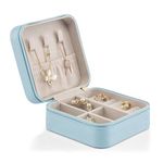 Vlando Virtual World Faux Leather Travel Jewelry Box Organizer Display Storage Case For Rings Earrings Necklace , Small , Turquoise
