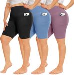 QGGQDD 3 Pack Plus Size Biker Shorts for Women – 8" High Waisted Black Shorts for Yoga Workout (2X 3X 4X)