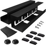 KYONANO 2 Pack Under Desk Cable Management Tray, Metal Cable Tray Basket for Wire Management, Home Office Computer Desk Cable Hider, Black Raceway with 2 Cable Holder, 6 Cable Clips and 10 Cable Ties