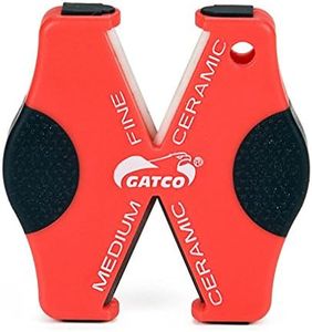 Gatco 6224 Super Micro-X Sharpener – Small Portable Two-Stage Handheld Knife-Sharpener with Medium & Fine Ceramic Rods – Easy Manual Pocket Sharpening Tool for Kitchen, Hunting & EDC Pocket Knives