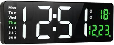 Ausale Digital Wall Clock, LED Large Display 16 Inch Clock with Remote Control, Multi Function Clock with Date Week Temperature, Wall Clock for Living Room Decor