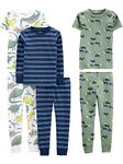 Simple Joys by Carter's Boys' 6-Piece Snug Fit Cotton Pajama Set, Blue/Green/Dinosaur, 2T